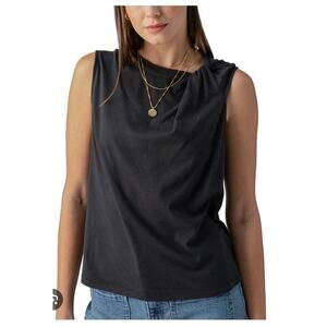 SANCTUARY Women's Sun's Out Cotton
Knotted Sleeveless black Tee medium (New)